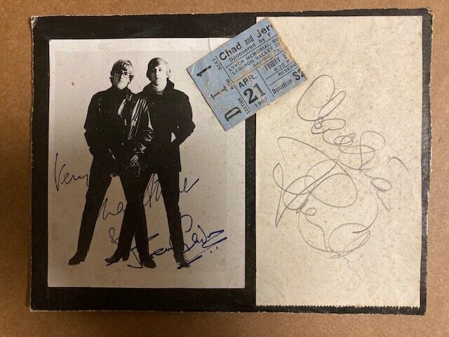 Chad and Jeremy Signed Photo Poster painting & Index Card with 1967 Concert Ticket Stub UK Group