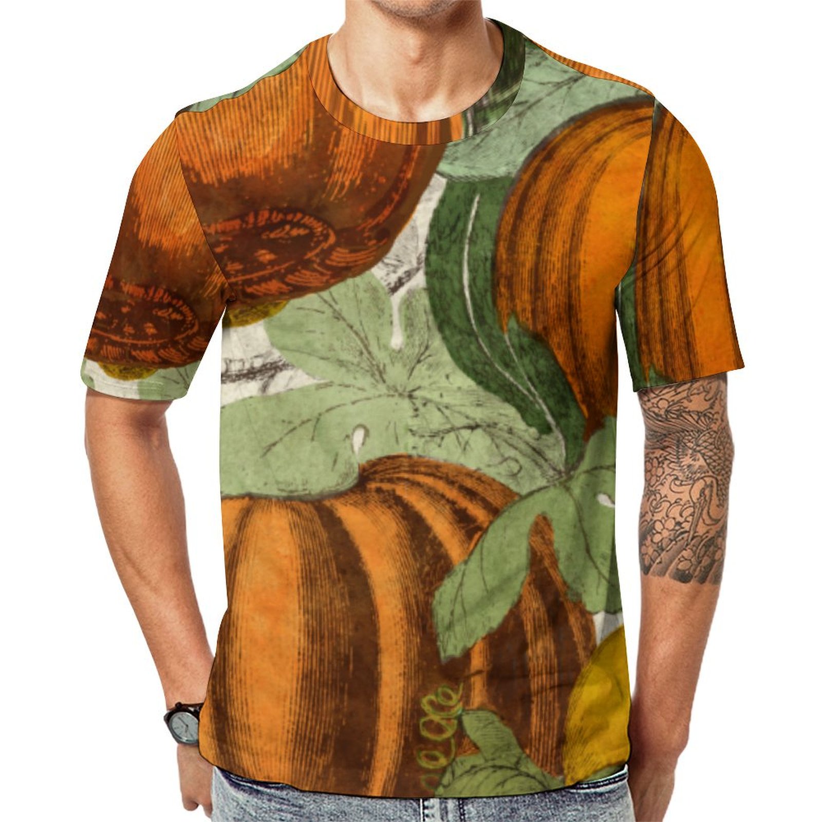 Vintage Pumpkins And Gourds Short Sleeve Print Unisex Tshirt Summer Casual Tees for Men and Women Coolcoshirts