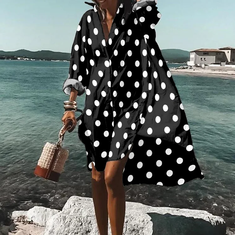 Polka Dot Print Casual Midi Dress