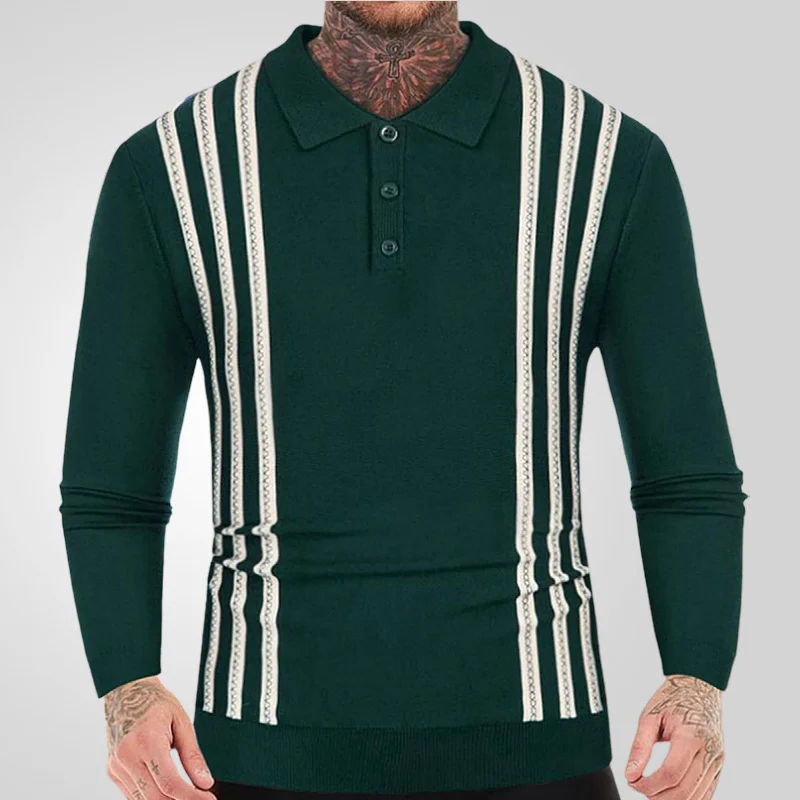 Uveng Uveng Men's Spring New Knitted Jersey Men's Casual Business Long-Sleeved Polo Shirt SY0166