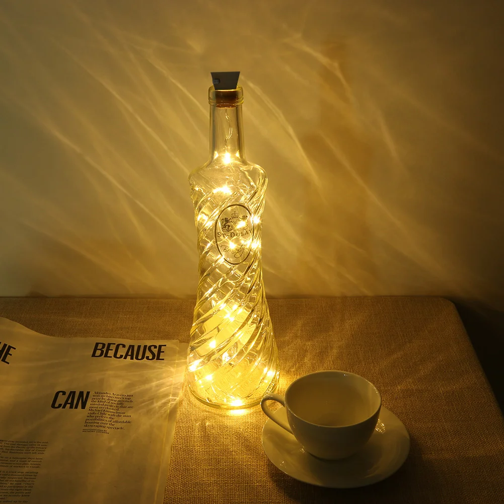 2m 20LED Solar Wine Bottle String Light Wedding Cork Garland Fairy Lamp