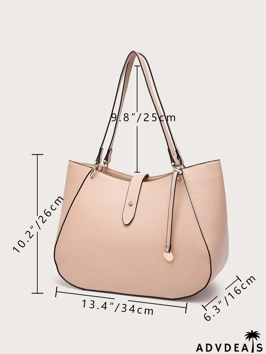 Button Decor Shoulder Tote Bag