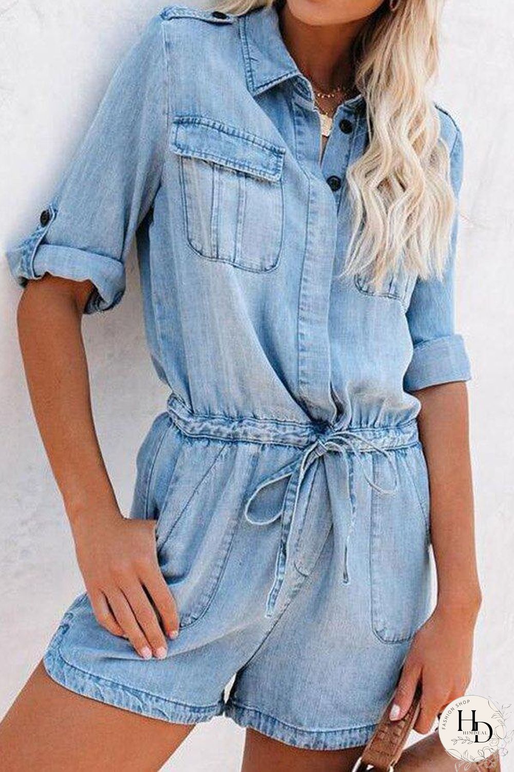 Loose Denim Long-sleeved Romper P13379