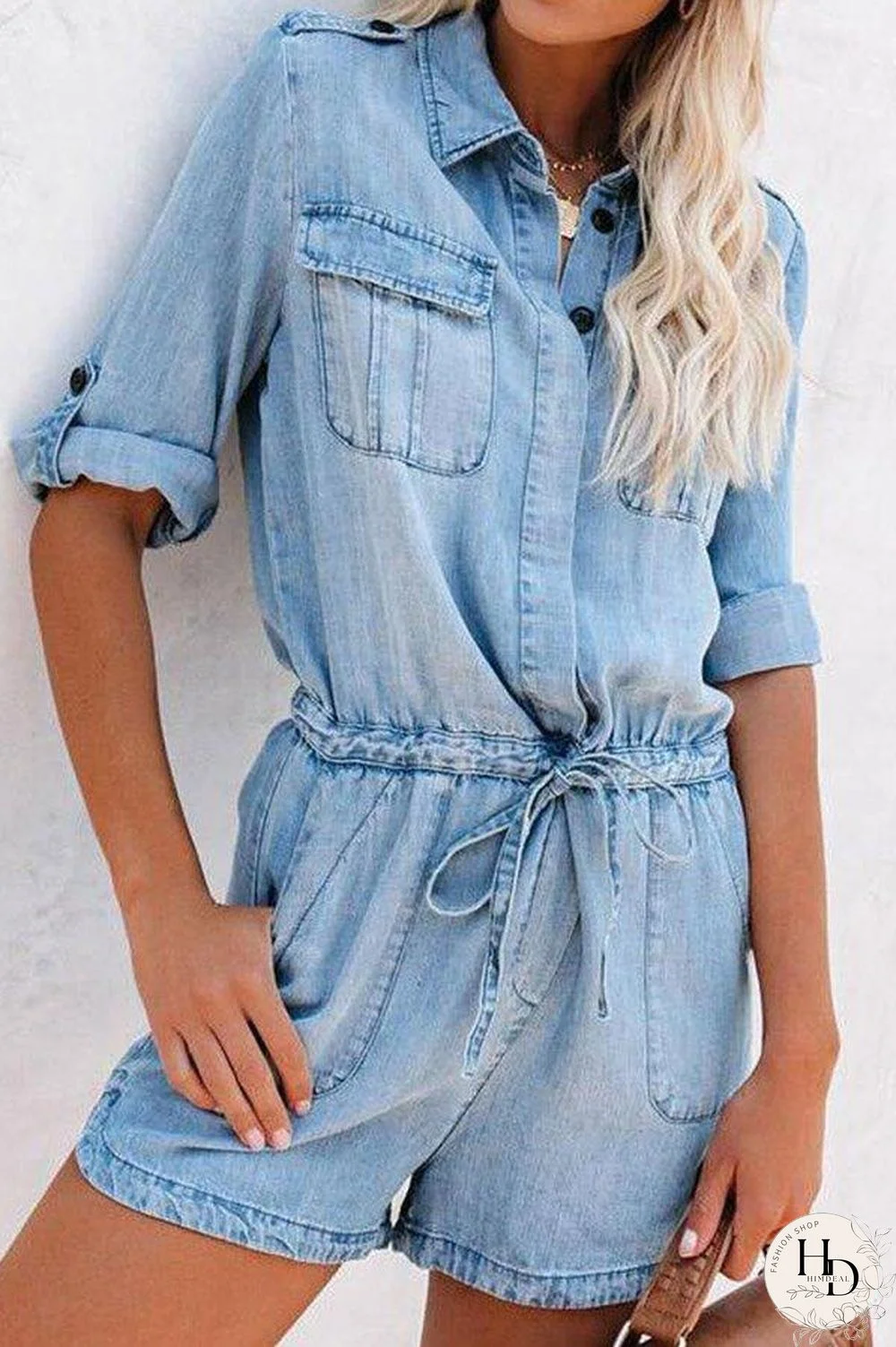 Loose Denim Long-sleeved Romper P13379
