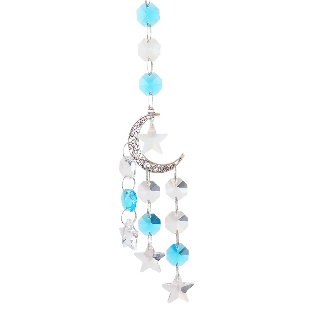 Crystal Wind Chimes Ornaments Metal Star Moon Pendant Home Bedroom Decor