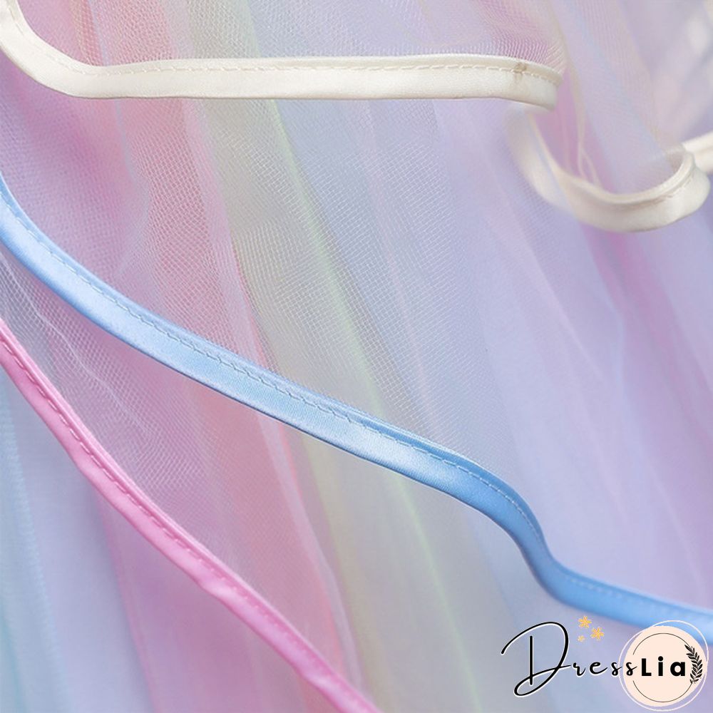 Summer Kids Girl Layered Tulle Unicorn Outfits Dress Headband for Carnival Halloween