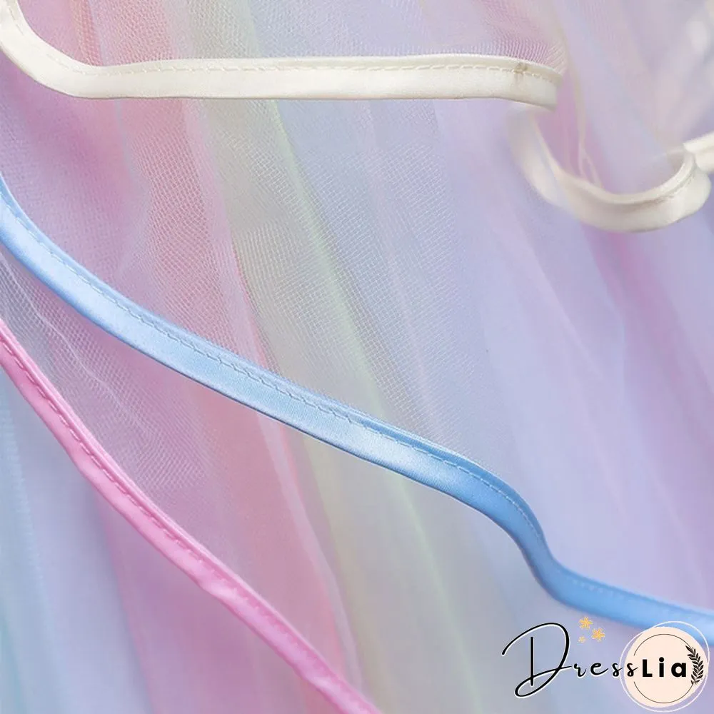 Summer Kids Girl Layered Tulle Unicorn Outfits Dress Headband for Carnival Halloween
