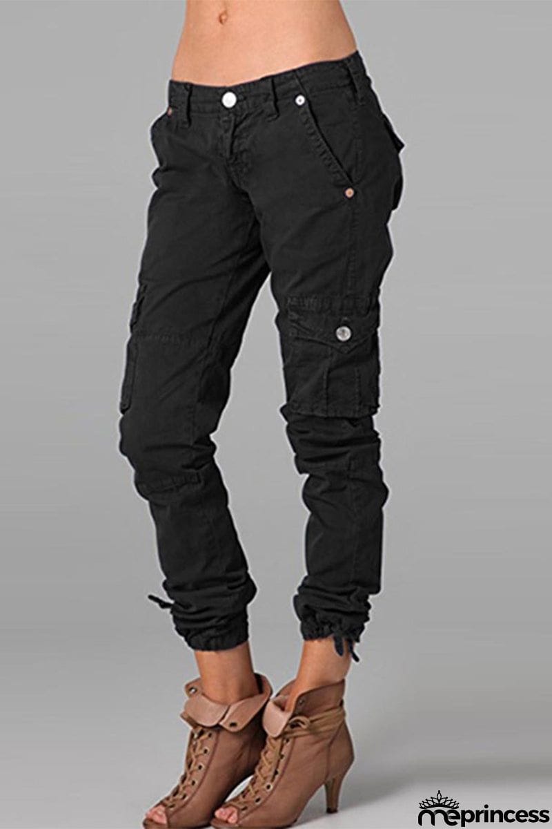 Street Solid Patchwork Skinny Mid Waist Pencil Solid Color Bottoms