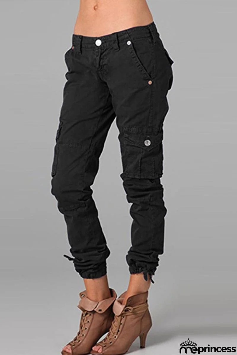 Street Solid Patchwork Skinny Mid Waist Pencil Solid Color Bottoms