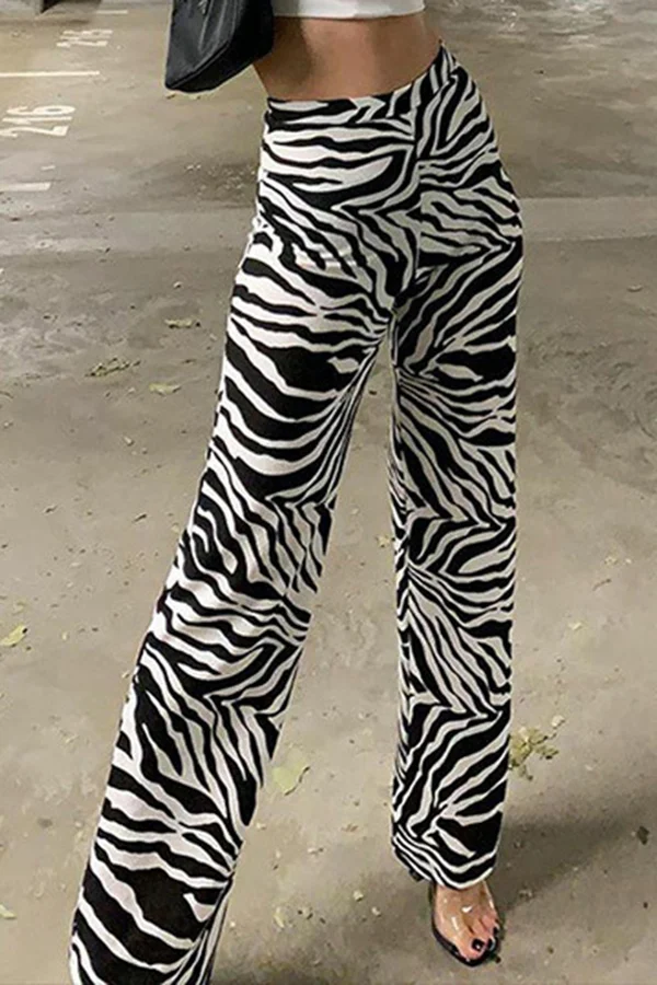 Leopard Print Baggy Straight Pants