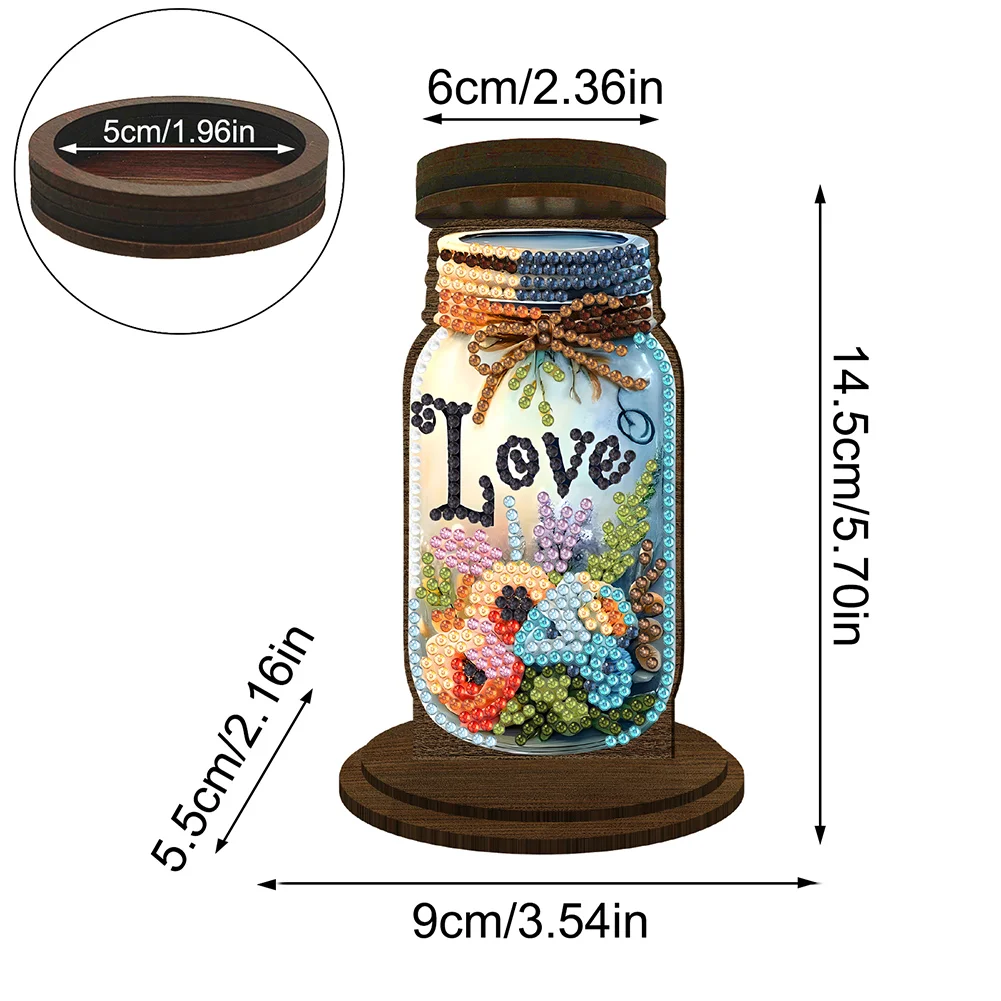 Wooden Love Flower Bottle 5D DIY Diamond Painting Candle Holder Decor for Adults