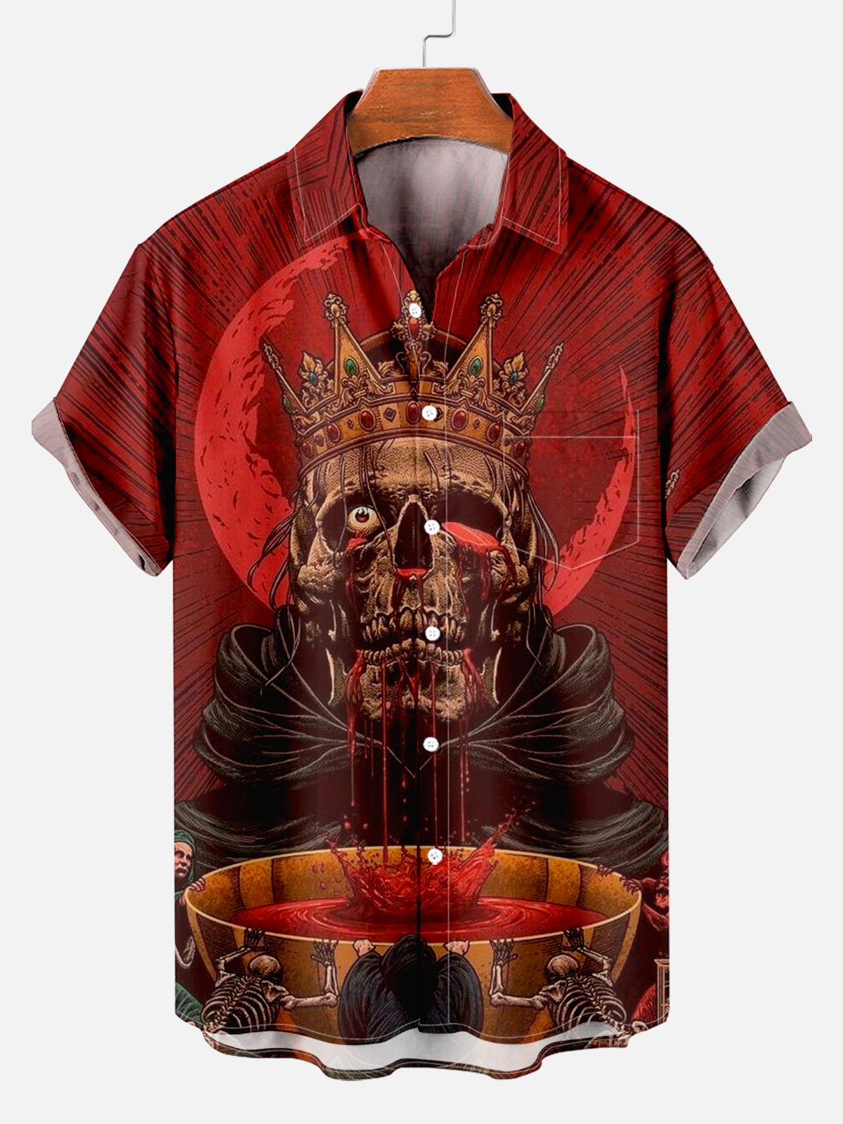 Men's Comfort Vintage Skull King Print Shirt PLUSCLOTHESMAN