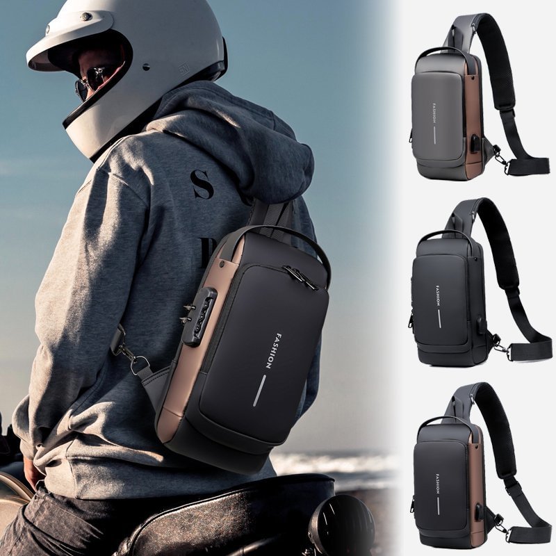 New Carbon Fiber USB charging sport sling Anti-theft shoulder bag(Buy 2 Free Shipping)