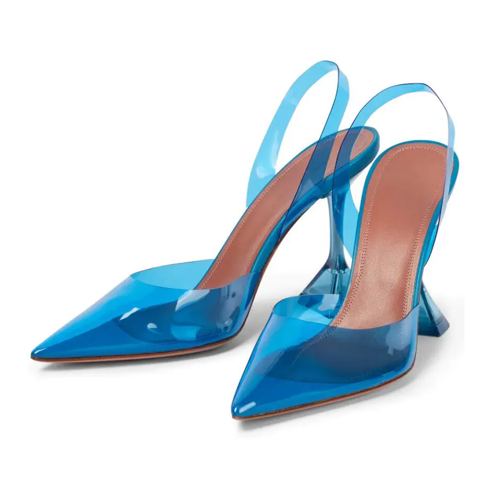 95mm Begum Crystal Slingback Party Wedding Women's Pumps Transparent-vocosishoes