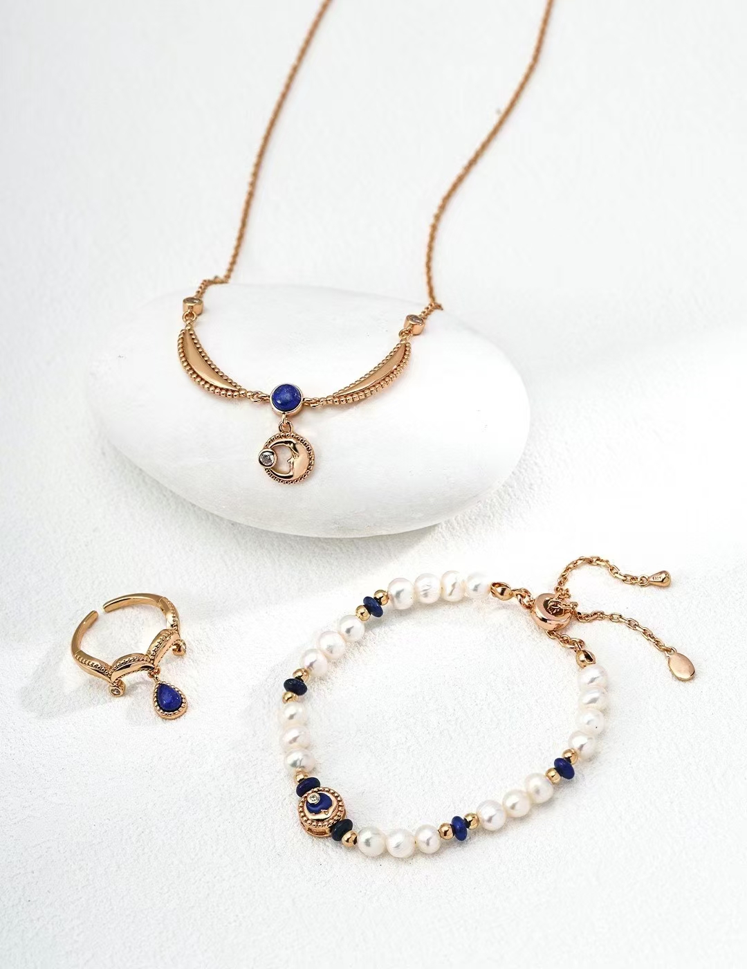  Lapis & Pearl 3-Piece Jewelry Set