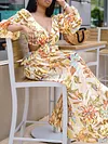 Floral-Print Long Sleeves Maxi Dress