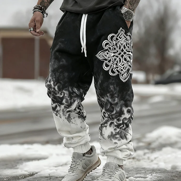Men's Retro Celtic Style Celtic Knot Pattern Color Block Casual Pants