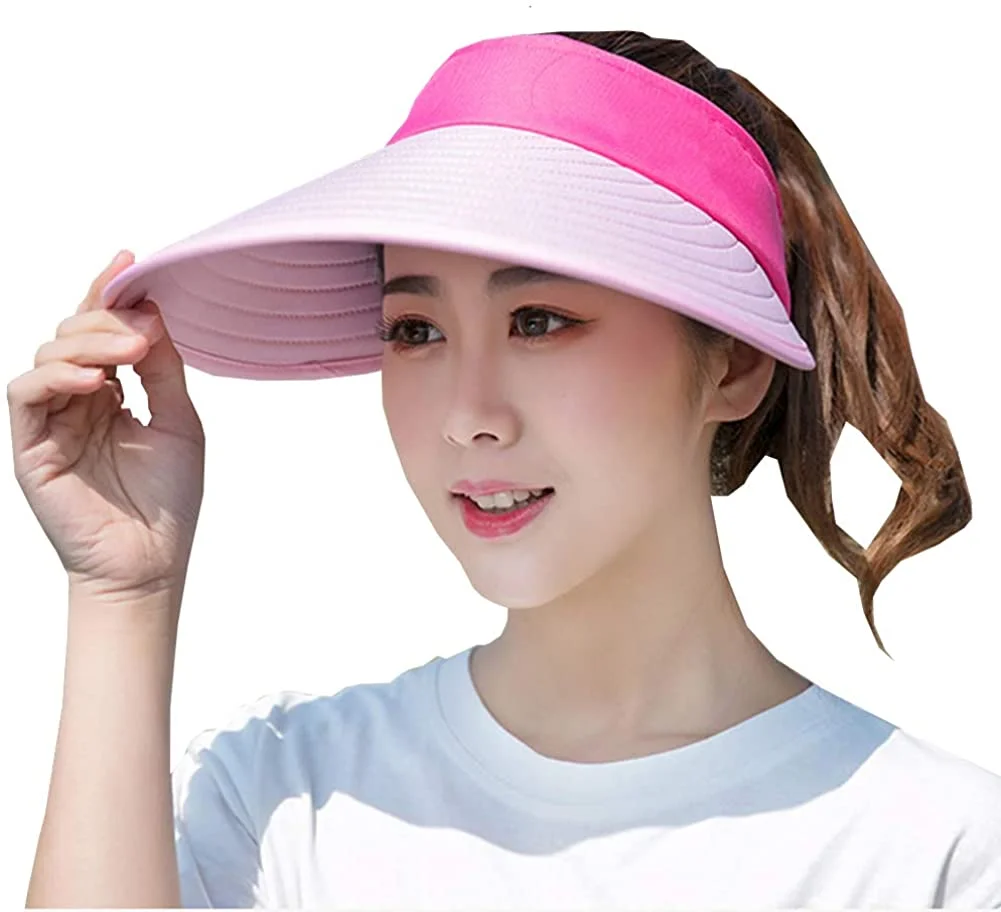 Sun Visor Hats Women Large Brim Summer UV Protection Beach Cap
