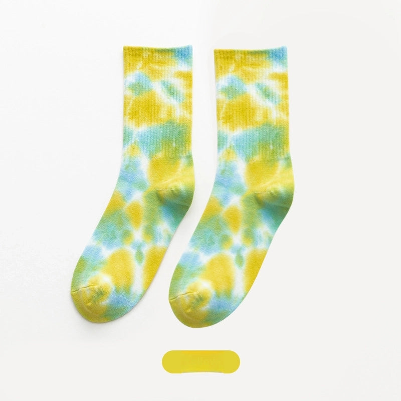 Tie-dyed Mid-tube Cotton Socks Street Trendy Socks Socks Women’s Gradient Fashion Sports Personality Tide