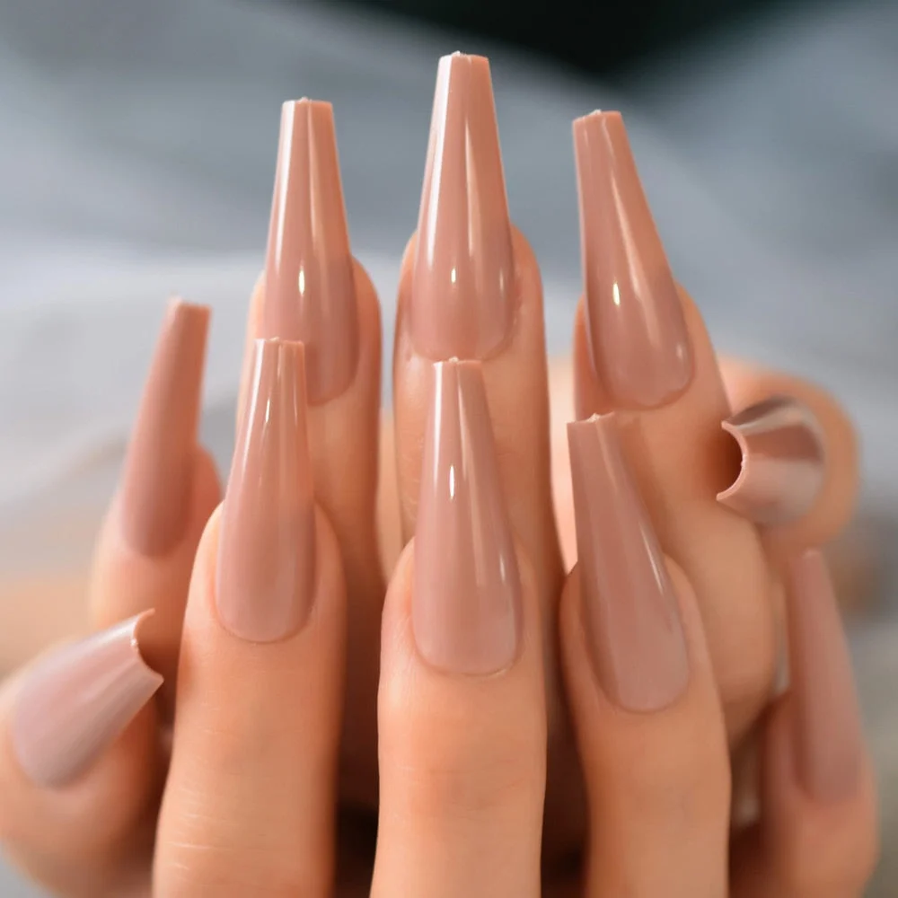 Super Long Acrylic Nails Coffin Pink Press-ons Rose Flowers Fake Nails Ballerina Gel False Nails Tips French Manicure-Nail Inspo
