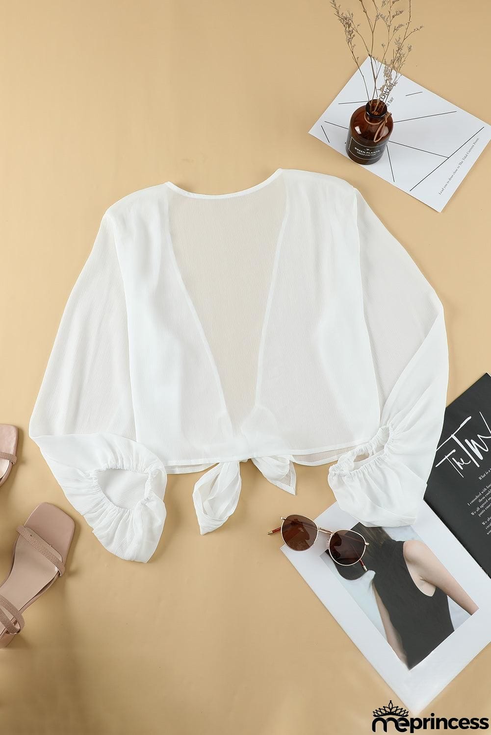 Plus Size Tie Front Crop Top