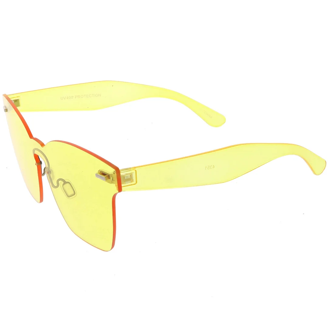 Oversize Rimless Keyhole Nose Bridge Mono Lens Horn Rimmed glasses 63mm