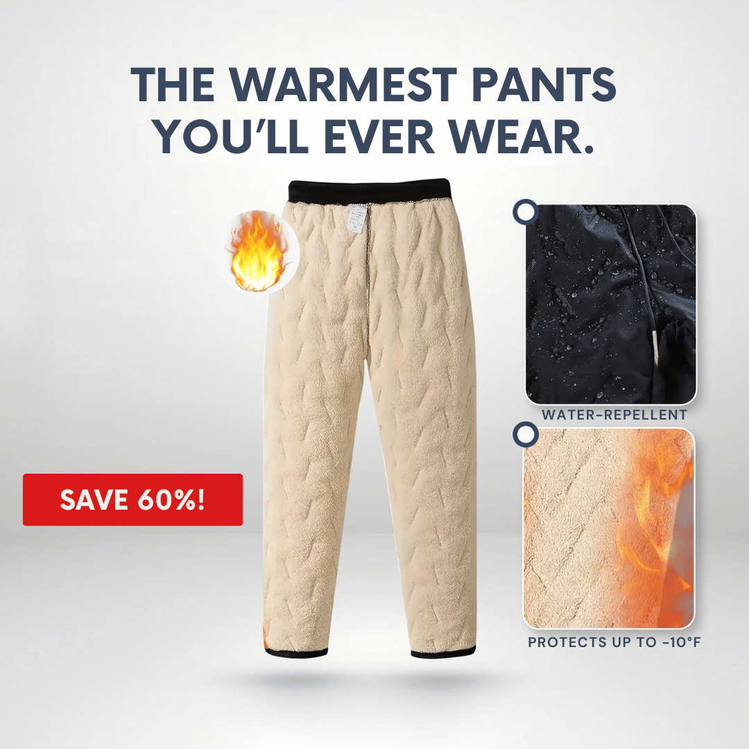 Fleece-lined winter pants, water-repellent fabric