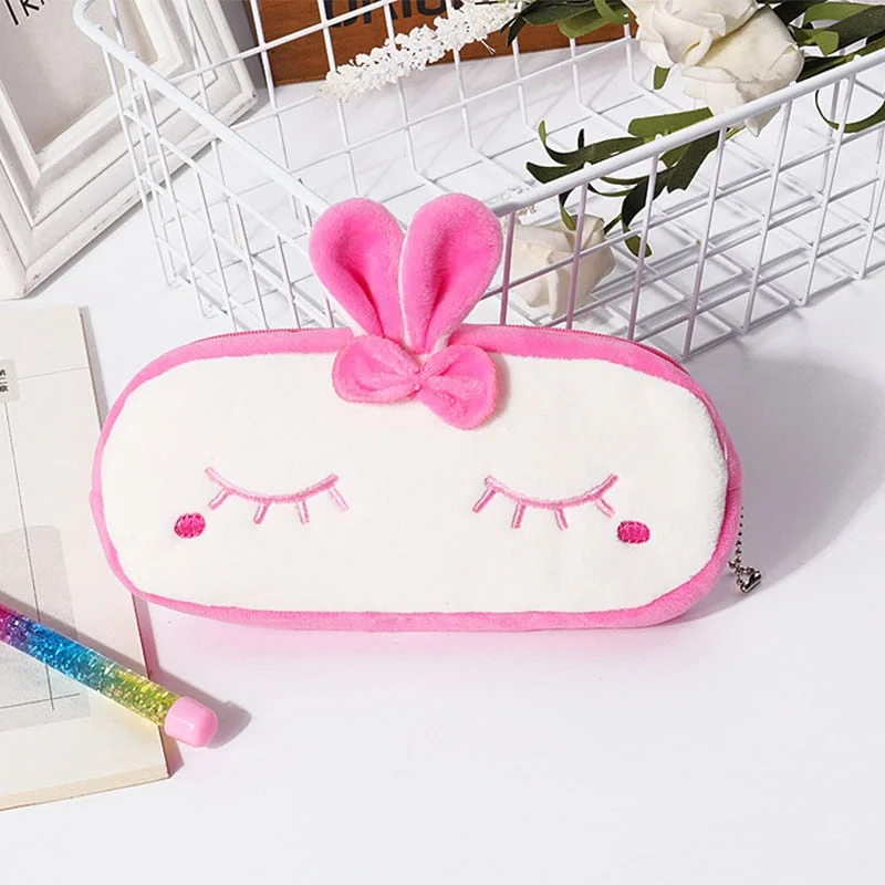 1 PCS 20CM Kawaii Cartoon Animals Plush Pouch Pencil Case Bag Key Chain Coin Purse Wallet Case Pouch Bag School Supplies Gift