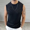  Men's Woven Pattern Sleeveless Knit Vest - Stylish and Versatile for Casual Wear by Inlyline