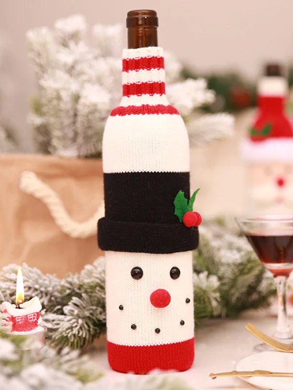 Christmas Knitted Cotton Wine Bags