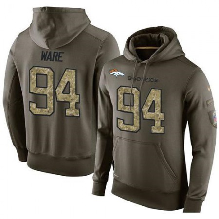 NFL Men's  Denver Broncos #94 DeMarcus Ware Stitched Green Olive Salute To Service KO Performance Hoodie