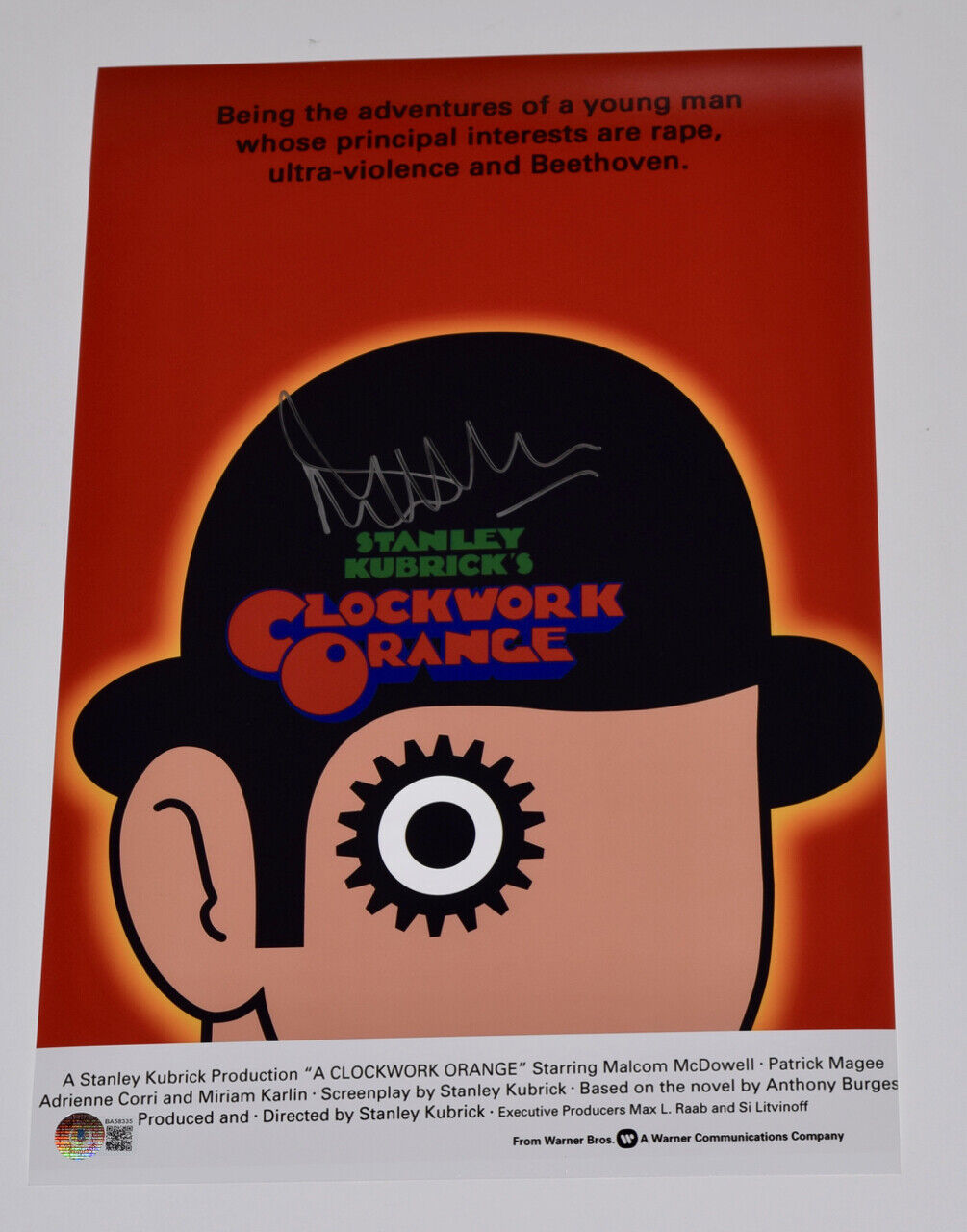 Malcolm McDowell Signed A Clockwork Orange 11x17 Movie Poster Photo Poster painting Beckett COA