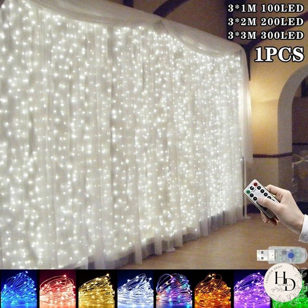 3Mx3M 300 LED Curtain Light Romantic Christmas Wedding Outdoor Decoration Curtain String Light