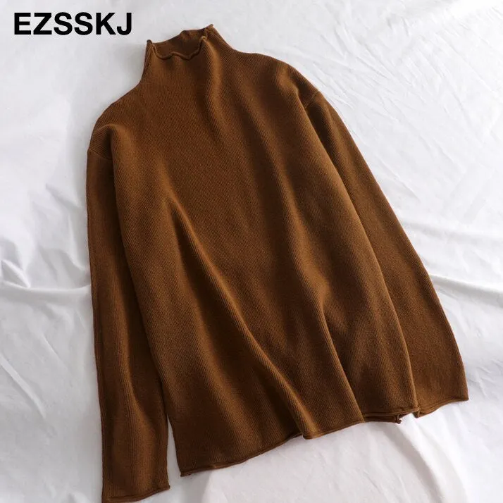 oversize Sweater Women Pullover Casual Turtleneck Long Sleeve chic loose 2021 Knit Sweater Female Jumpers soft top