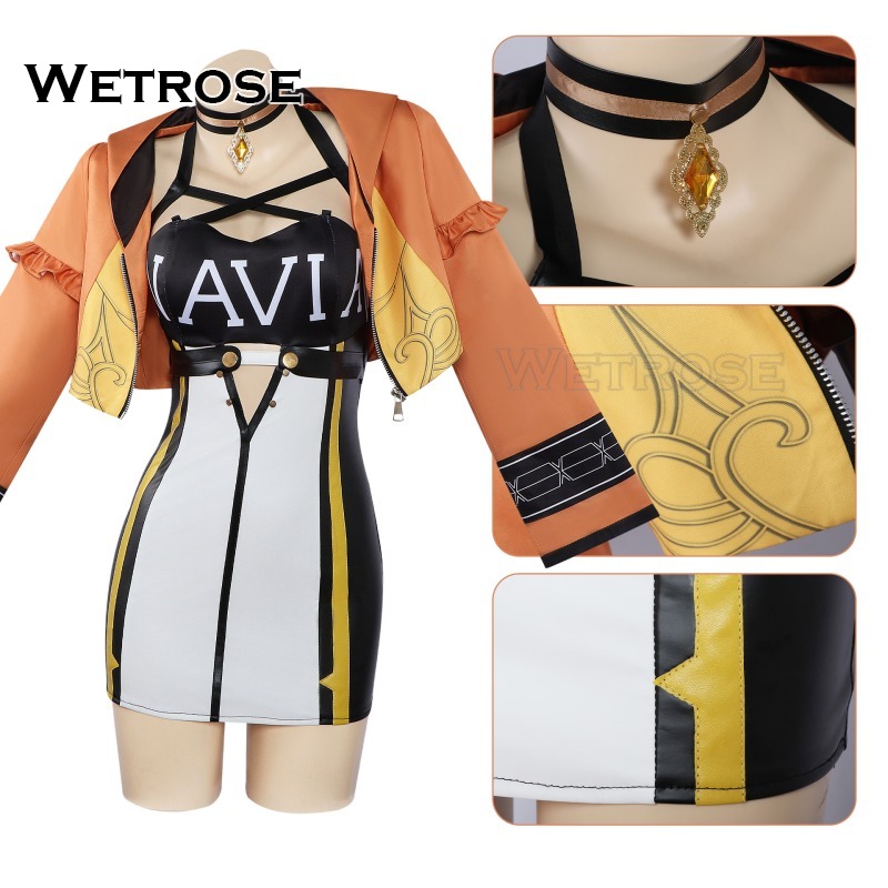 [Wetrose] Genshin Impact Hoyofair Fanart Racing Navia Casual Outfit Cosplay Costume Wig Full Set