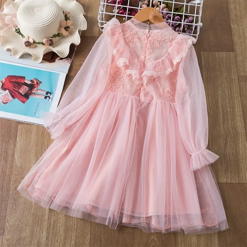 Winter Girls Dress 2021 Girls Clothes Princess Party Dress Backless Lace Tutu Layered Dress Elegant Ceremony Teenage Costume
