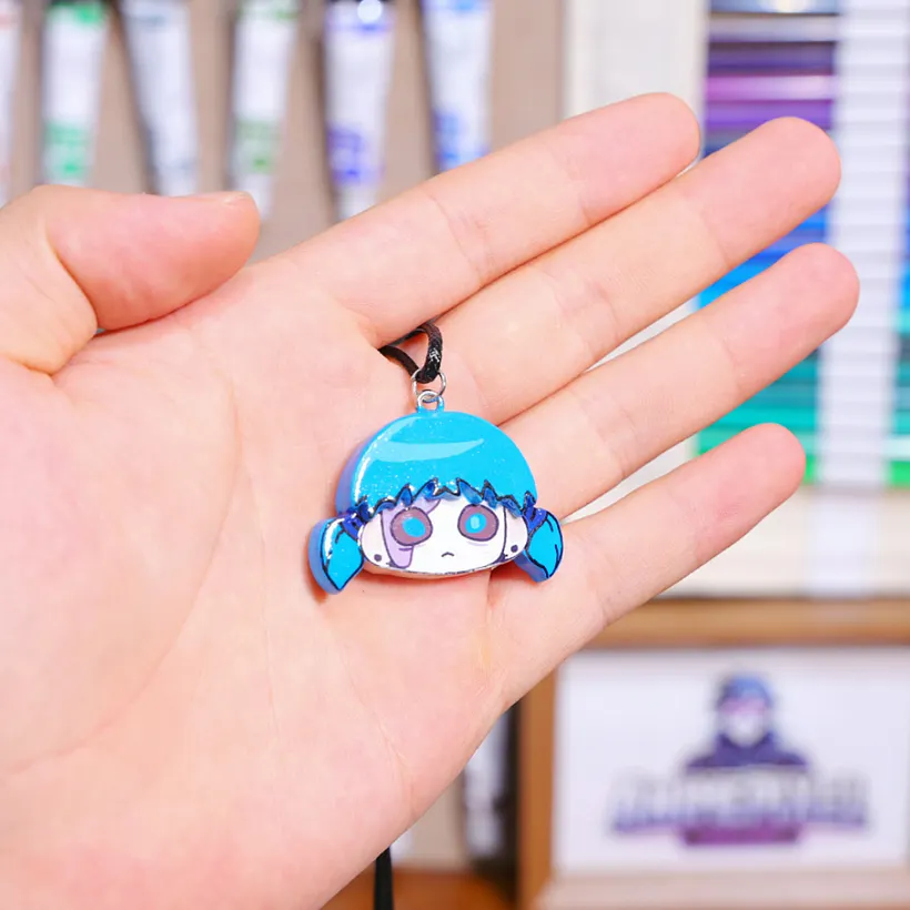 Sally face necklace and electric guitar keychain