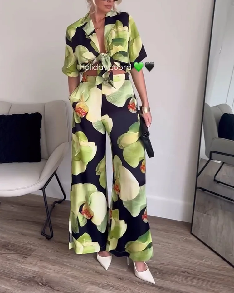 Women's Printed Trousers Holiday Set