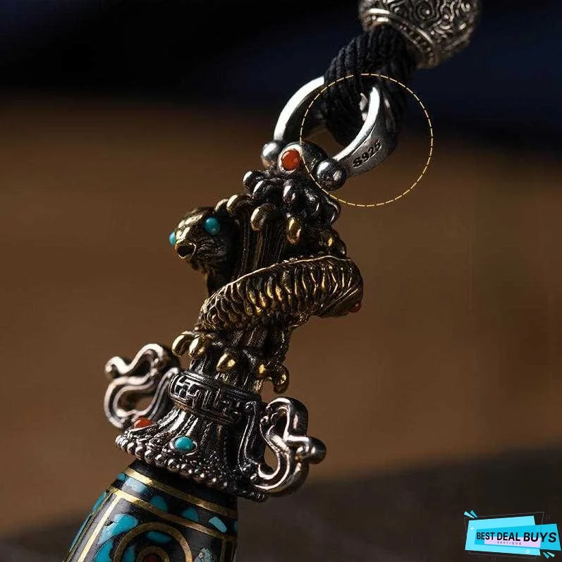 Handmade Jewelry S925 Sterling Silver Diamond Pestle Celestial Bead Pendant for Necklaces, Personalized Trendy Retro Jewelry