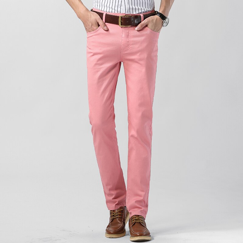 Male Men Jeans Colored Fashion Stretch Male Red Mens Brand Hip Trousers Denim Pants Yellow Jeans Skinny Slim Casual Fit Hop