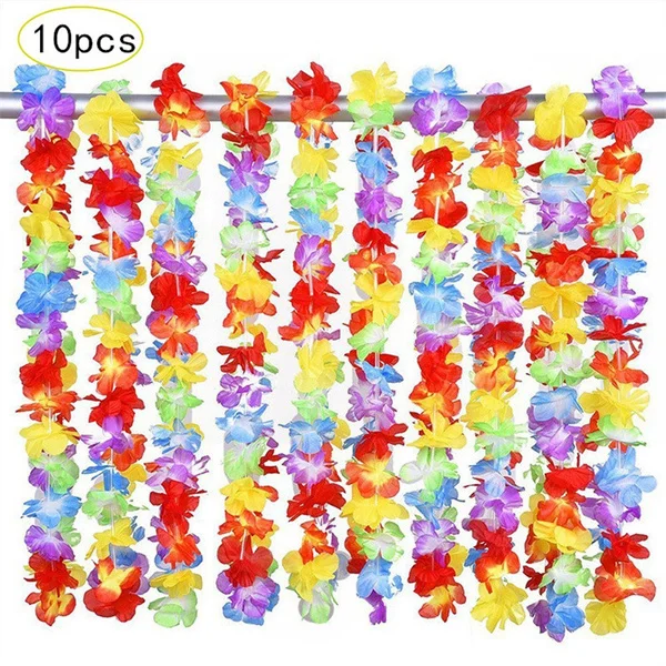 50/36/10pcs Hawaiian Wreath Leis Garland Artificial Necklace Hawaii Flowers Party Supplies Beach Fun Wreath