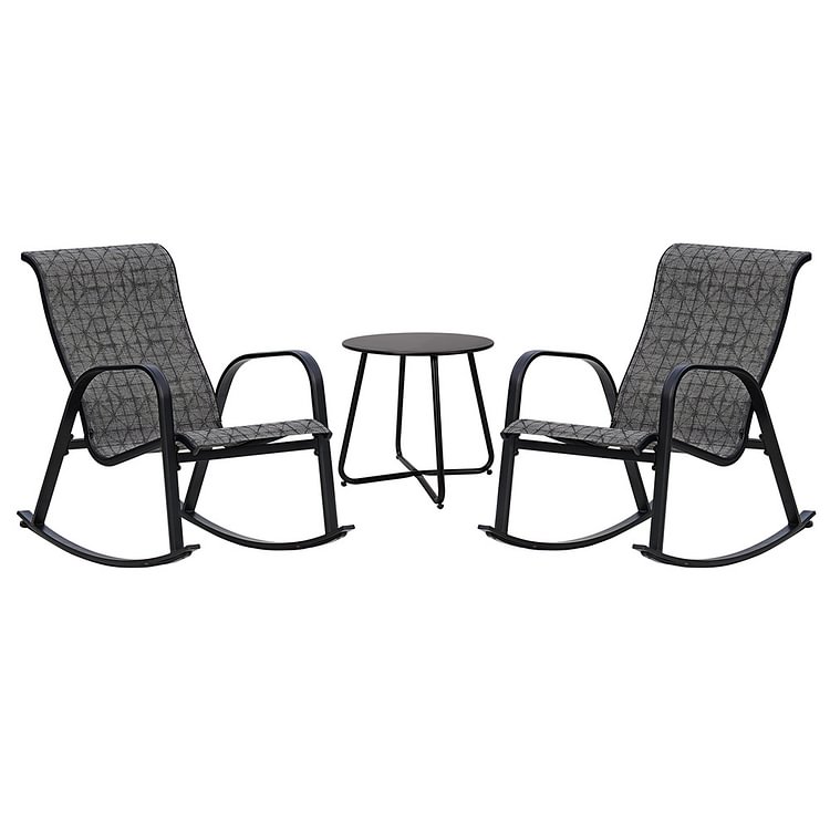 Grand Patio Outdoor 3-Piece Patio Bistro Rocking Chair Set, Steel Rocker Seating Outside for Front Porch, Garden, Patio, Backyard