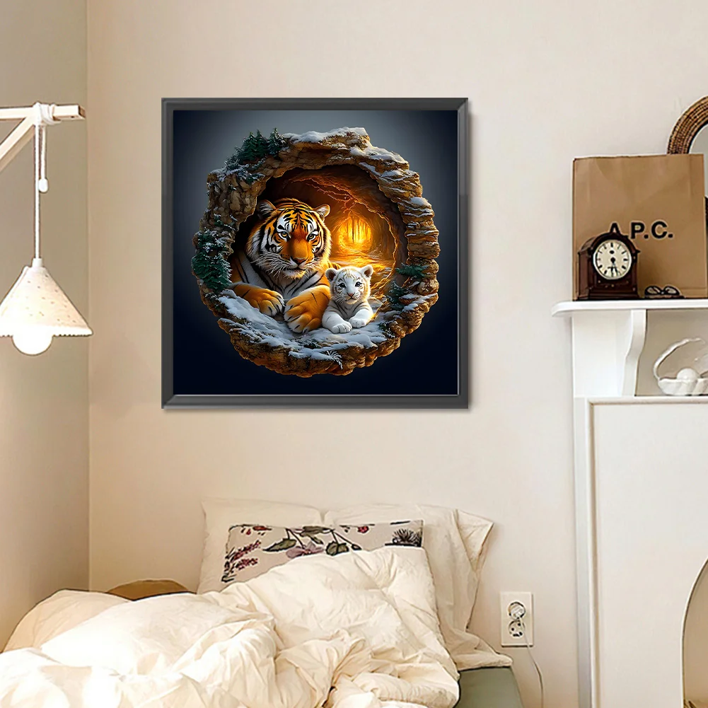 Diamond Painting - Full Round Drill - Cave Tiger(Canvas|30*30cm)