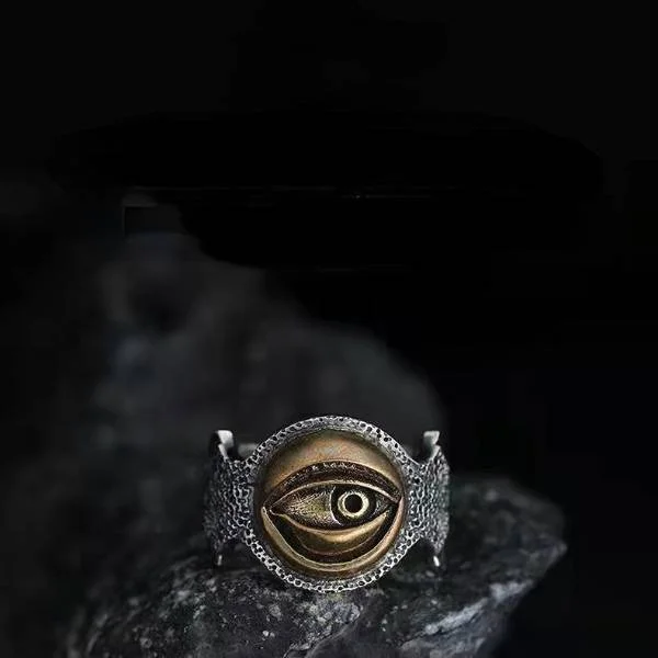 Sterling Silver Personalized Vintage Horus Devil's Eye Ring