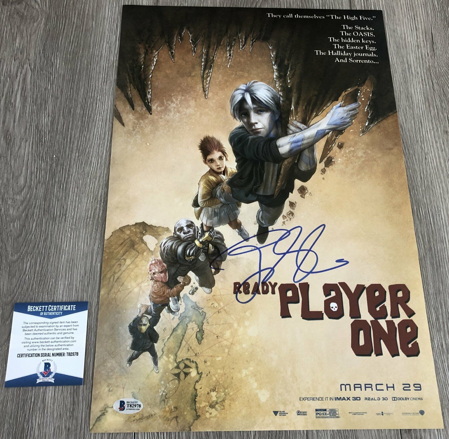 TYE SHERIDAN SIGNED READY PLAYER ONE GOONIES 12x18 Photo Poster painting w/PROOF BECKETT BAS COA