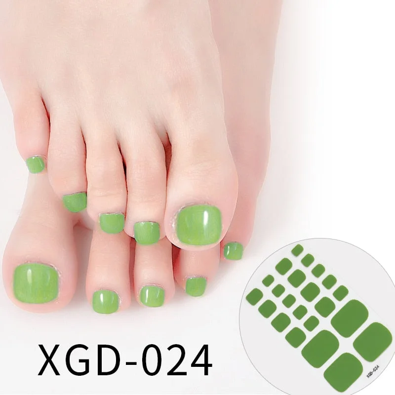 22tips/Sheet Color Toe Nail Stickers/Strips Toenail Wraps Nail Adhesive Self-Adhesive for Toe Nail Decoration Accept Drop Ship