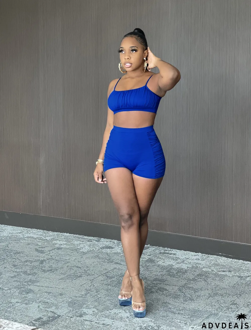 Camisole Crinkle Top Two Piece Set