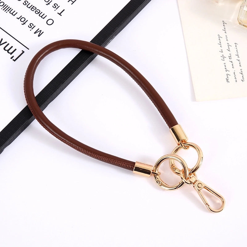 Minimalist Solid Color Pu Leather Bag Pendant Mobile Phone Chain Keychain