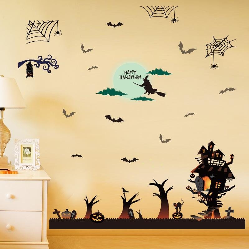 Halloween The Witch and The Castle Wall Sticker 60×90cm