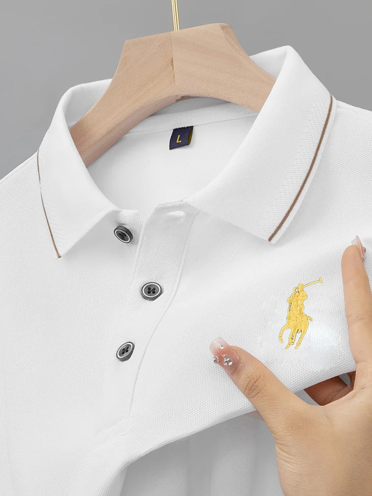 Klasyczna, jednokolorowa męska koszulka POLO Ralph Lauren, prosta, ale stylowa